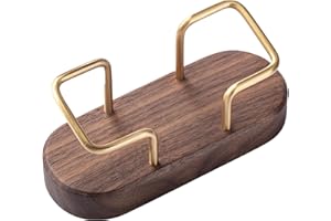 muso wood Porta biglietti da visita in legno di noce e ottone, porta biglietti da visita per ufficio, negozio, stand fieristico, scrivania