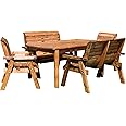 Charles Taylor Trading Hand Made 6 Seater Rustic Wooden Garden Furniture Table and Bench/Chairs Set