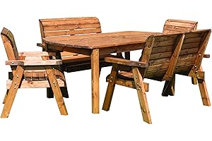 Charles Taylor Trading Hand Made 6 Seater Rustic Wooden Garden Furniture Table and Bench/Chairs Set