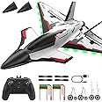 DEERC Future RC Plane 4 Channel Remote Control Airplane with LED Lights Easy to Fly Aerobatic Aircraft Toys,2.4GHz 6-axis Gyro Stabilizer RTF Glider Aircraft Plane Jet for Adults Kids Beginners Boys