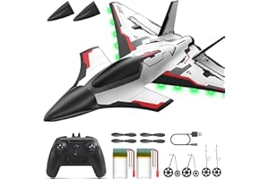 DEERC Avion RC Future a Control Remoto de 4 Canales con Luces LED, fácil Volar, avión acrobático, estabilizador giroscópico de 6 Ejes 2.4GHz, avión Planeador RTF para Adultos, niños y Principiantes.