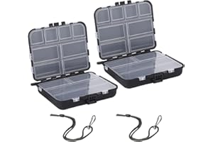 Chanumetal 2 Stück Köderbox Angeln, Schwarze Mini Angelzubehör, 12 x 9,5 x 3,5 cm Angelbox, 7 Fächer Angelkoffer, Angel Zubehör für Aufbewahrung von Ködern