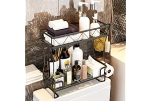 Wotendy 2 poziomy, do łazienki, nad toaletą, regał do przechowywania, organizer łazienkowy z papierem rolkowym, hakami do zawieszania, podstawa samoprzylepna, bezpłatna perforacja, półka łazienkowa