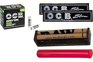 Zen yaoviz® Set RAW Conical Lathe 110 mm - 50 x OCB 7 mm Active Tips Slim Activated Carbon Filter - 2 OCB Black Slim Papers - Buddies Tube Case Colourful 120 mm