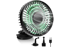 XIEXIENI Ventilateur de Voiture 12V, Mini Ventilateur Portable USB avec Support à Ventouse et Support pour Siège Arrière, Rotation à 360°, 3 Vitesses, Puissant et Silencieux, pour Voiture, SUV, Camion, Van