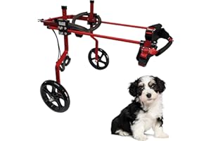 KAJILE Verstellbarer 2-Rad-Hunderollstuhl, S-3 Größe für behinderte Hunde Hinterbeine Rehabilitation, geeignete Höhe 27-33cm, Breite 12-17cm, Länge 18-25cm