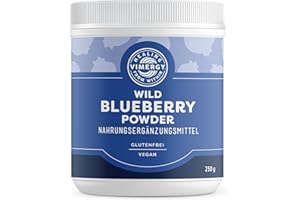 ‎VIMERGY Vimergy Wild Heidelbeerpulver, 62 Portionen – Blaubeerpulver – Heidelbeerpulver von ganzen Beeren – Vegan – Ohne Zucker oder Füllstoffe – Gentechnik- und Glutenfrei (250 g)
