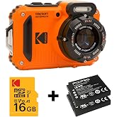 KODAK PIXPRO WPZ2 15M Waterproof Camera - 2 Lithium Batteries + 16GB SD Card - 16MP, 4x Optical Zoom, 1080P Full HD Video