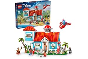 LEGO ǀ Disney Domek na plaży Lilo i Stitcha, prezent dla 9-latki, dla dziewczynki, chłopca i starszych fanów Disneya, zabawka konstrukcyjna dla dziecka, zestaw z filmu z 5 minifigurkami 43268
