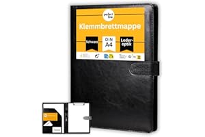 ‎PERFECT LINE perfect line - Klemmbrettmappe DIN-A4 mit Magnetverschluss - aus strapazierfähigem Kunstleder in stilvoller Leder-Optik - Premium Businessmappe (1 Mappe - Schwarz)
