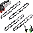 Seamaka 4PCS 4 Inch Mini Chainsaw Chain,4 Inch 1/4" Replacement Guide Saw Chain for Cordless Electric Portable Mini Chainsaw for Wood Branch Cutting O-083-4PCS