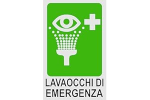 SOCIAL CRAZY CARTELLO SEGNALETICO - LAVAOCCHI DI EMERGENZA - Con Adesivo in Vinile e Pannello in Forex (Pannello 5mm Stampato)