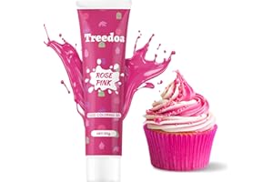 TREEDOA Food Colouring Gel Tube,Highly Concentrated Professional-Grade Gel,Edible Ingredients,Easy to Use,Vibrant Colour Food Dye for Cake Decorating,Baking,Easter Egg,Icing,Fondant,Cookie,Slime-Rose Pink 20g