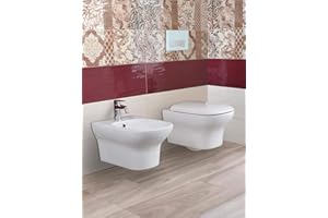 Yellowshop-Sanitari Bagno Sospesi Filo Muro Modello Flow Vaso Wc + Coprivaso Soft Close + Bidet
