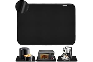 LADYSONS Tapis RéSistant à La Chaleur pour Friteuse à Air, Tapis de Table en Silicone Antidérapant et Imperméable pour Friteuse à Air, Machine à Café, 60 x 40 cm, Noir