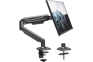 BONTEC Monitor Halterung mit Gasfeder für 15-34 Zoll bis 12kg, Höhenverstellbar & 360° Schwenkbar, Neigbar, Drehbar, VESA 75/100, mit Kabelmanagement für Home Office und Gaming