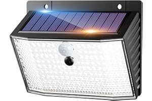 nipify Faretti Solari a Led da Esterno, Luce Solare Led Esterno con Sensore di Movimento 3 Modalità Lampada Solare da Esterno IP65 Impermeabile per Giardino Garage Patio Parete