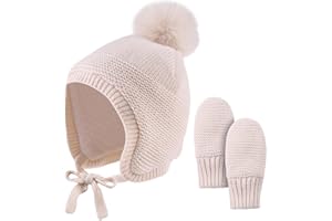 XIAOHAWANG Caliente Earflap bebé Beanie Chica Niño Invierno Beanie Muy Pequeño Lindo Pom Pom Sombrero con Vellón
