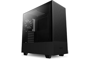 NZXT H5 Flow Noir - CC-H51FB-01 - Boîtier PC Gaming Moyen-Tour ATX Compact – Panneau avant perforé pour une circulation d'air maximale - Panneau latéral en verre trempé