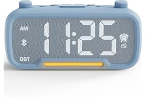 MINORZ Radiowecker Digital mit Netzteil, Wecker Laut mit FM Radio, Bluetooth Lautsprecher, Typ C & USB-Ladegerät, 0–100% Dimmbar, Batterie-Backup, Tischuhr mit UKW-Radio für das Schlafzimmer | Schreibtisch