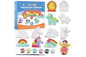 Funto Kit di pittura unicorno, set di arti e mestieri, progetto STEAM attività creativa giocattoli DIY, con 6 figurine, 6 contenitori di pittura, 1 pennello