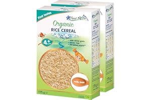 FLEUR ALPINE Baby Food | Organic Rice Baby Cereal Pack of 2 - Baby Porridge for Delicious Breakfast Meals | Nutritious Instant Gluten Free Porridge 4+ Months with No Added Sugars | 2x7 Servings