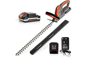 Terratek Cordless Hedge Trimmer 20V 1HR Fast Charge 51cm (510mm) Cutting Length, Hedge Trimmer Cordless Hedge Cutter with 1x Battery and Charger Included