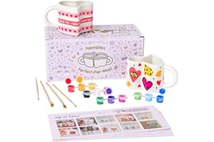 Pott'd Paintables Duo di Tazze Perfette – Kit di Pittura per Tazze a Forma di Cuore per Coppie, Include Colori per Ceramica, Pennelli e Guida all'Ispirazione per Serate o Regali di San Valentino