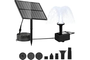 Soldriven pump för damm, 5V 1.5W, fontän med 7 stilar, för trädgård, fågelbad, fiskdamm