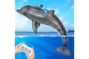 YOOHBERRYS Remote Controlled Dolphin Toy, 2.4 GHz Remote Controlled Shark Dolphin with Lights, RC Boat Dolphin Toy, Remote Controlled Boat Pool Toy Gift for 6+ Years Boys Girls (Grey)