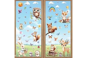 DURINM Fensterbilder Frühling Deko Selbstklebend Vogel Blumen Aufkleber Fenster Kinder Fensterbilder Frühling selbstklebend Fensteraufkleber Vögel auf Ast Fenstersticker Wohnzimmer