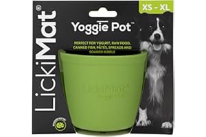 LICKIMAT - Yoggie Pot Gamelle Anti-Glouton pour Chien - Bol Caoutchouc Alimentation Lente, Réduit l'Anxiété et l'Ennui - pour Croquettes, Pâtée, Eau - Vert
