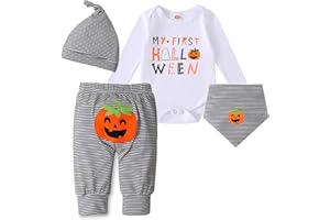 Puluole Costume Halloween Neonato - Vestito Zucca, Tutina, Pagliaccetto, My First Halloween, Abito, Completino