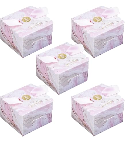50 Stück Süßigkeiten-Schachteln Mit Schleife – Geschenkboxen Für Hochzeit, Taufe, Geburtstag & Party (9,8 X 9,8 X 5,5 Cm)