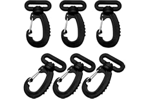 LiteTour 6 Pieces Plastic Swivel Snap Hook Clip, Heavy-Duty Backpack Buckle, 360° Rotating Webbing Hook for Lanyards, Keychains, Bag Straps, Pet Leashes, Tactical Gear, Nylon Webbing & DIY Crafting
