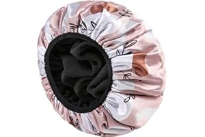 E ENASUE Wiederverwendbare 3-lagige Duschhaube,Extra-große wasserdichte Duschhaube, geeignet für alle Arten von langem Haar,Verstellbare Damen-Duschhaube, ideal für Mädchen, die sich schminken (Rosa)