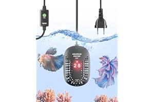 GlowUp 50W Calentador de Acuario, Calentador Digital de Tanque de Peces de 50L con Termómetro Pantalla, Protección contra Sobretemperatura, Controlador de Externo, Termostato para Betta