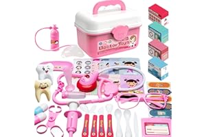 BAGUBDR 42Pcs Doctors Set for Kids, Kids Doctors Set for Aged 3 Years and Up Includes Nurse Vet and Dentist Toys Educational Role Playset Accessories Ideal for Imaginative Play Doctor Playsets