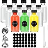 Shot Bottles Pack of 12 60 ml Mini Glass Bottles with Lid