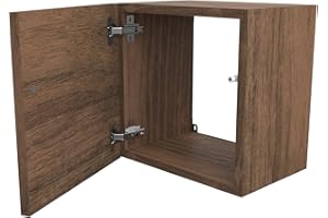 VE.CA.S.R.L. VE.CA-ITALY CUBI IN LEGNO 35x35 CM CON SPORTELLO E RIPIANO IN VETRO, IN 7 COLORAZIONI, PARETI ATTREZZATE, ARREDO DESIGN 100% MADE IN ITALY (35x35 cm SENZA ripiano in vetro, Noce)