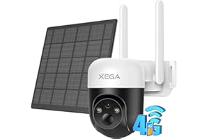 Xega 4G LTE Security Camera Solar Outdoor, No WiFi Needed With SIM Card, Wireless Battery CCTV With PTZ Motion Detection Custom Detection Area, Spotlight Siren Instant APP Alert (Not Support WiFi)
