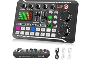Facmogu F998 Live Sound Card Audio Mixer, Podcast Audio Interface with DJ Mixer Effects, Voice Changer with Sound Effects for Karaoke Tiktok YouTube Live Streaming Record Gaming