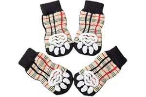 Akopawon - 4 Piezas Calcetines Antideslizantes para Perros y Gatos - Protectores para Patas para Uso en Interior y Control de Tracción con Refuerzo de Goma, Talla S a 3XL para Animales de 1 a 22,5 kg