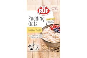 RUF Pudding Oats Bourbon-Vanille, Haferflocke trifft Pudding, ohne Zucker, nur die natürliche Süße der Agave und gemahlene Vanilleschote, 1 x 60g