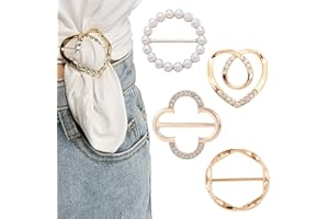 Zernblend Ensemble de 4 clips d'anneaux pour foulards, attaches pour T-shirts, boutons de coins de vêtements, clips de chemise ronds en métal pour la mode féminine