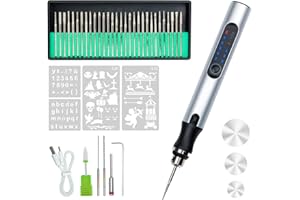 PTUI Elektrischer Gravierstift mit 36 Bits – Wiederaufladbare USB-Akku-Graviermaschine für Schmuck, Holz, Glas, Metall, Keramik & Steinschnitzerei – Tragbarer DIY-Rotationsgravierer