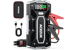ACEZUK Starthilfe Powerbank 5000A 12V (bis zu 8.0L Benzin und6.5L Diesel) Auto Starthilfe mit LED-Taschenlampe, großen Bildschirm, Jumper Bildschirm, Autobatterie Booster für SUV Motorrad Rasenmäher