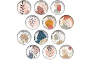 Zamety 12 Stücke Glas Blumenmuster Magnete, Magnete Klein, Magnete Kühlschrank, Magnete für Magnettafel, Kunst Kühlschrankmagnete, für Whiteboards, Kühlschränke, Fotos Usw (Runde/30 mm)