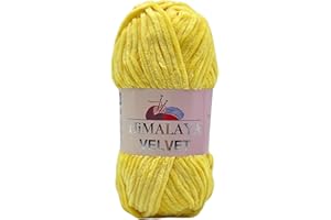 AYOSTEX Himalaya Velvet Chenillegarn 120m, 100g I 100% Polyester I Strickgarn I Micropolyester Wolle I Flauschwolle I Chenillewolle I samt Wolle I zum Stricken oder Häkeln (90013 Gelb)