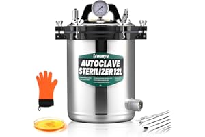 Huanyu Autoklav Sterilisator 26℃-128℃ Hochdruck Dampfsterilisator 0.145-0165MP Desinfektionsgerät für die zahnärztliche Tierklinik der Laborschule (12L)